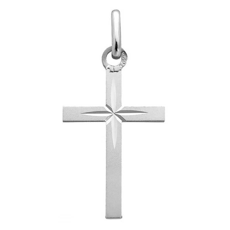Pendentif Croix Étoilée 13 x 20 mm Or Blanc 750