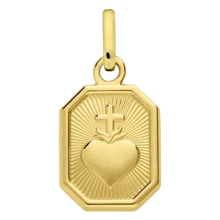 Médaille Mini Octogonale Sacré Coeur en Or Jaune 750