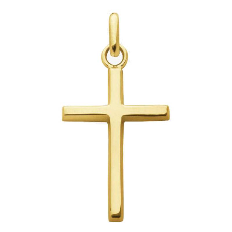 Pendentif Croix Fil Carré en Or Jaune 750, Dimension 12 x 18 mm