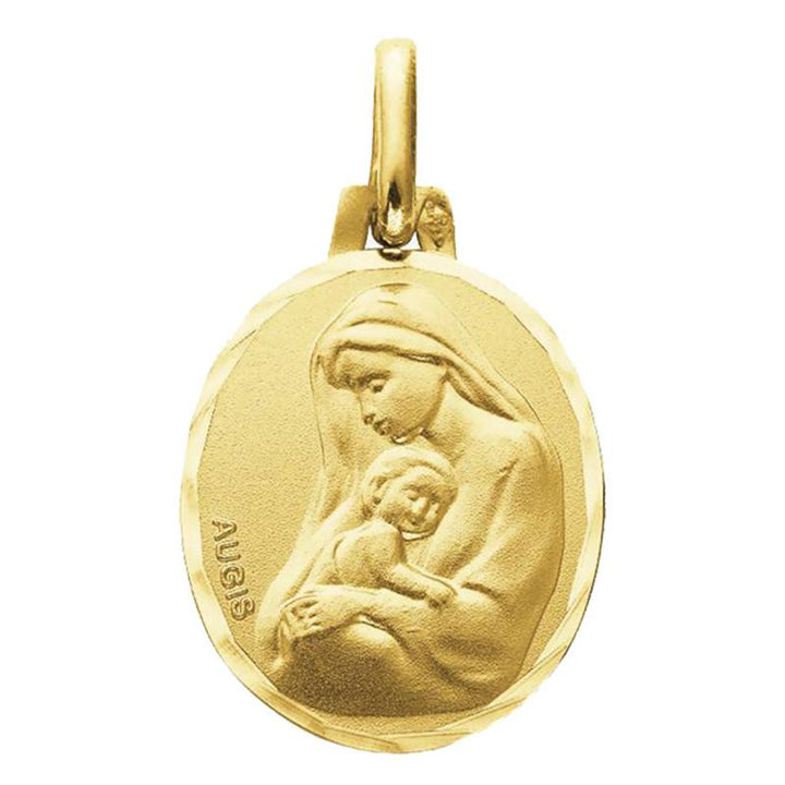 Médaille Vierge à l'Enfant Ovale Or Jaune 750