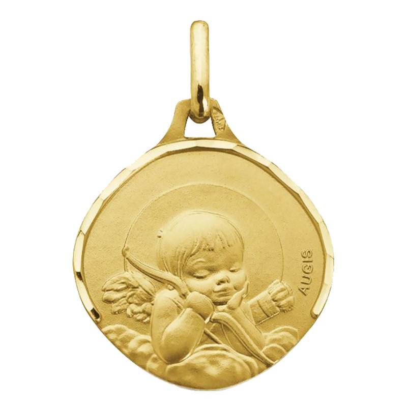 Médaille Ange à l'Arc Or Jaune 750, Diamètre 15 mm