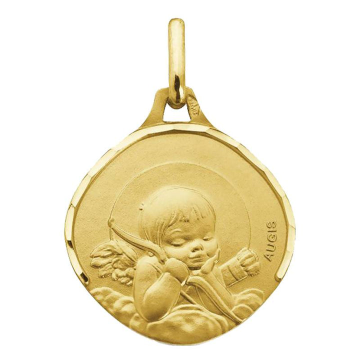 Médaille Ange à l'Arc Or Jaune 750, Diamètre 15 mm