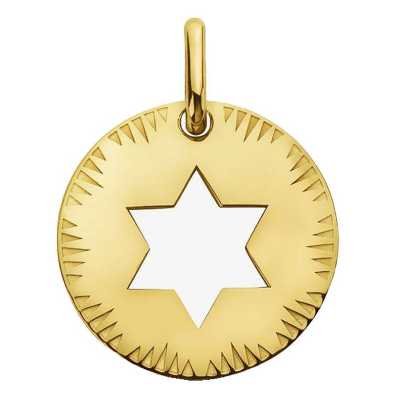 Médaille Etoile de David Ajourée en Or Jaune 750, Diamètre 16 mm