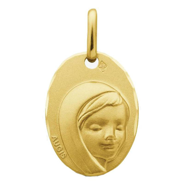 Médaille Vierge Marie Bienveillante, Or Jaune 375, 16x12 mm