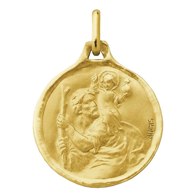 Médaille Saint Christophe Ronde Or Jaune 750, Diamètre 16 mm à 20 mm