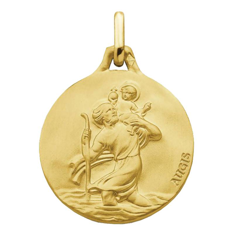 Médaille Saint Christophe Or Jaune 750, Diamètre 16 mm à 20 mm
