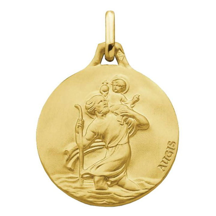Médaille Saint Christophe Or Jaune 750, Diamètre 16 mm à 20 mm