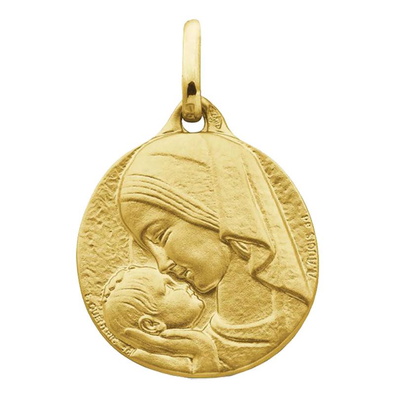Médaille Vierge Amour Maternel Or Jaune 750, Diamètre 16 mm ou 18 mm