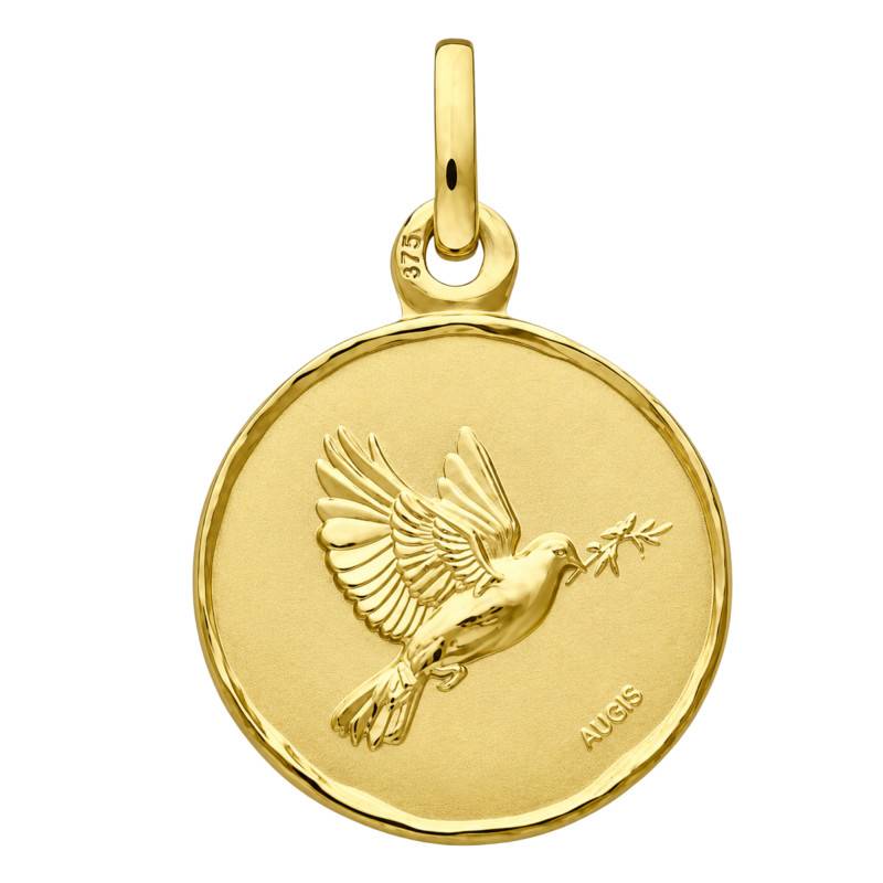 Médaille Colombe de l'Espérance en Or Jaune 375, Diamètre 16 mm