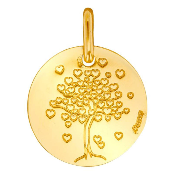 Médaille Arbre de Vie Coeur en Or Jaune 375, Diamètre 14 mm