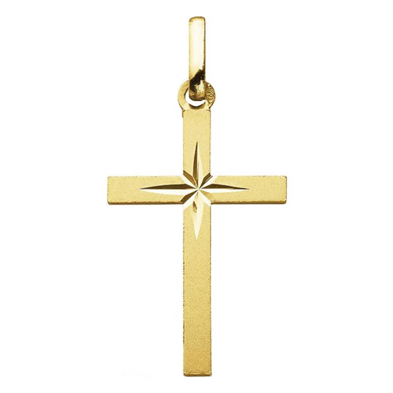 Pendentif Croix Étoilée 13 x 20 mm Or Jaune 750