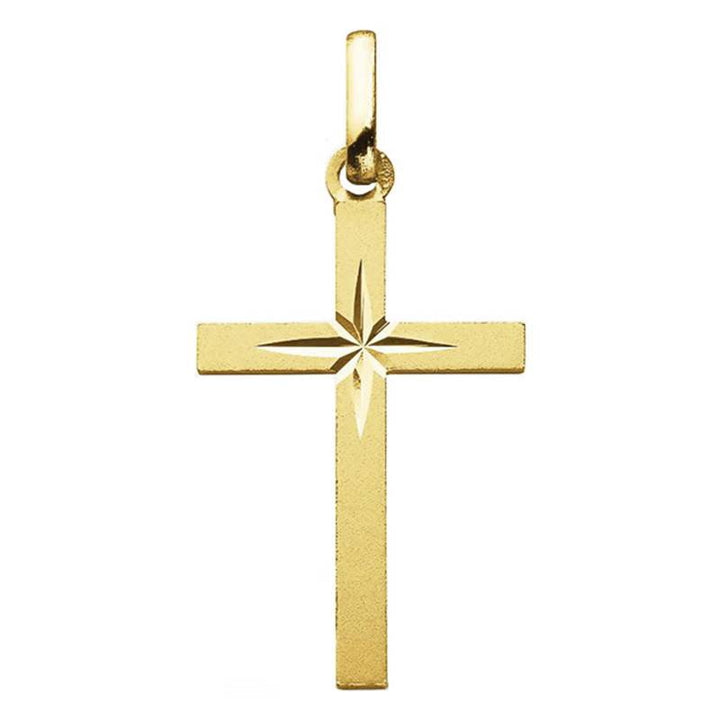 Pendentif Croix Étoilée 13 x 20 mm Or Jaune 750