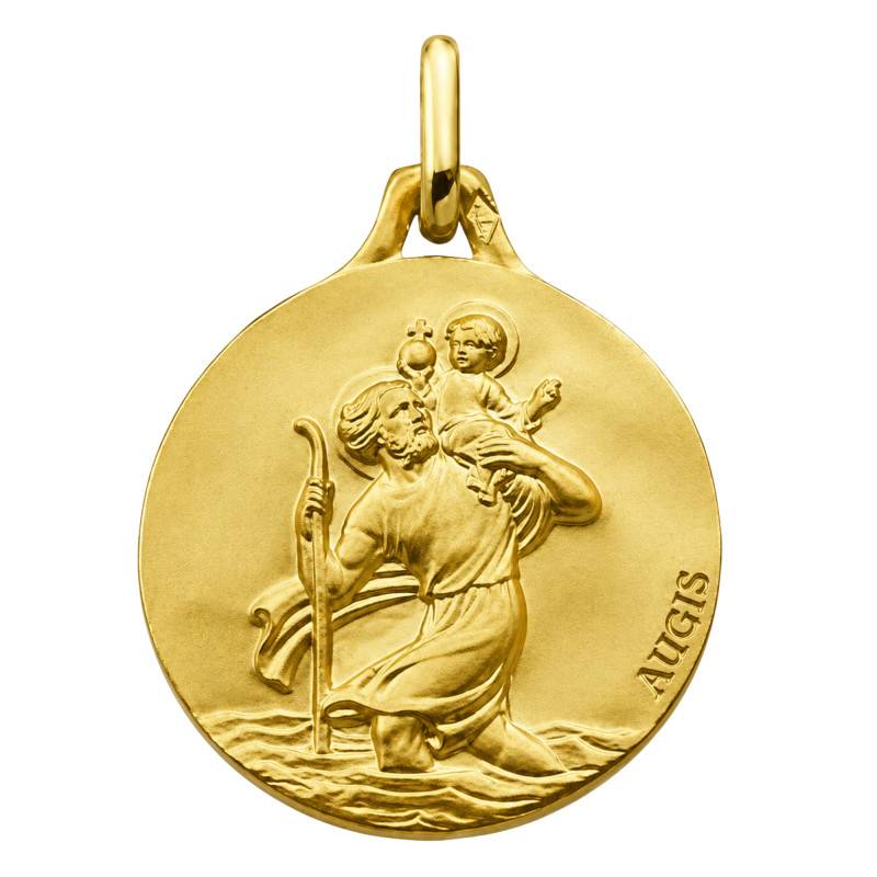 Médaille Saint Christophe en Or Jaune 375, Diamètre 16 mm