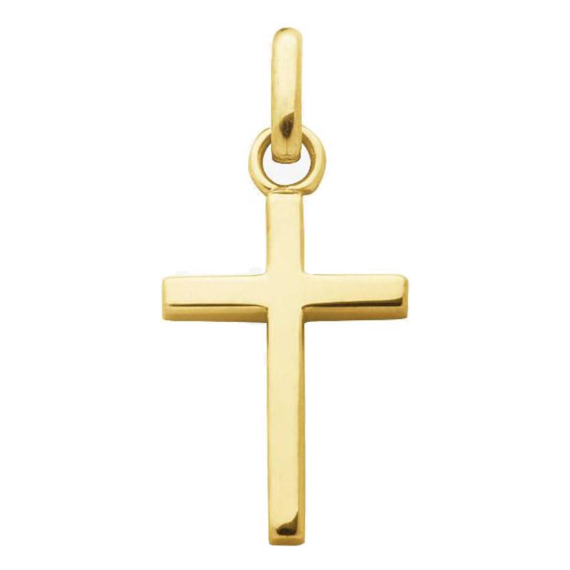 Pendentif Mini Croix Fil Carré en Or Jaune 750, Dimension 9 x 14 mm