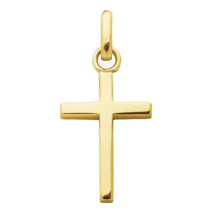 Pendentif Mini Croix Fil Carré en Or Jaune 750, Dimension 9 x 14 mm