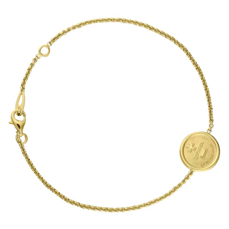 Bracelet La Médaille d'Amour L'Originale en Or Jaune 750, Longueur de 16 cm à 18 cm