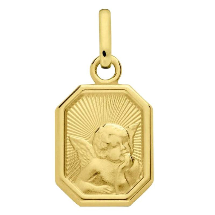 Médaille Mini Octogonale Ange Raphaël en Or Jaune 750