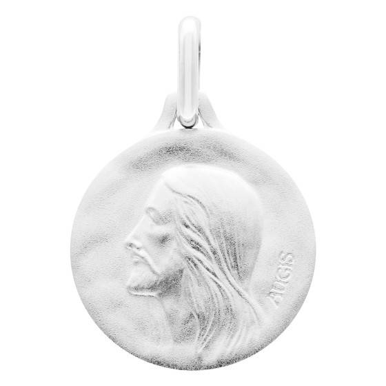 Médaille Ronde Christ de Profil en Argent 925, Diamètre 18 mm — vue 2