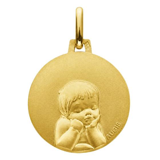 Médaille Ronde Ange en Or Jaune 375, Diamètre 16 mm — vue 2