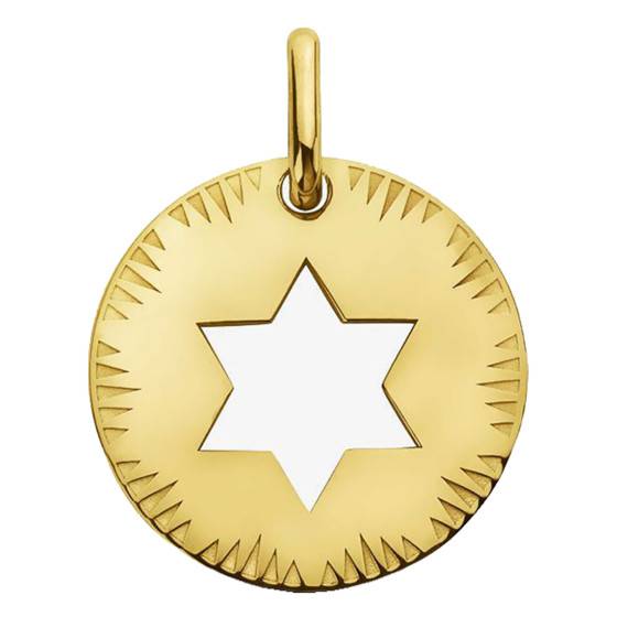 Médaille Etoile de David Ajourée en Or Jaune 750, Diamètre 16 mm — vue 2