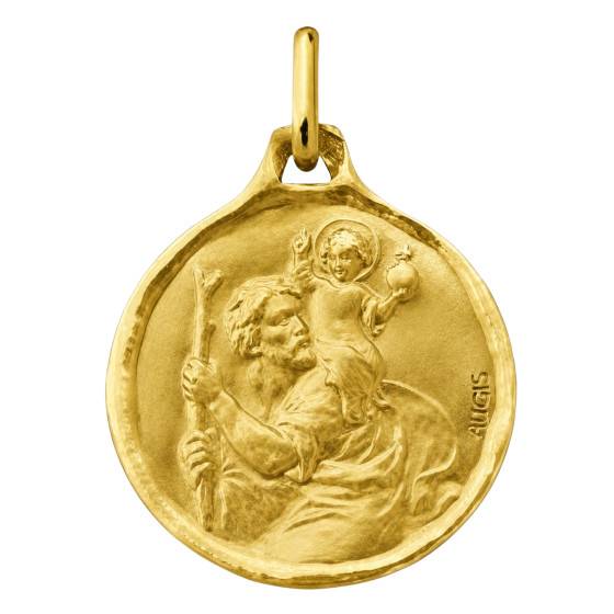 Médaille Saint Christophe en Or Jaune 375, Diamètre 18 mm — vue 2
