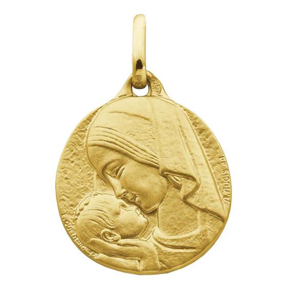 Médaille Vierge Amour Maternel Or Jaune 750, Diamètre 16 mm ou 18 mm — vue 2