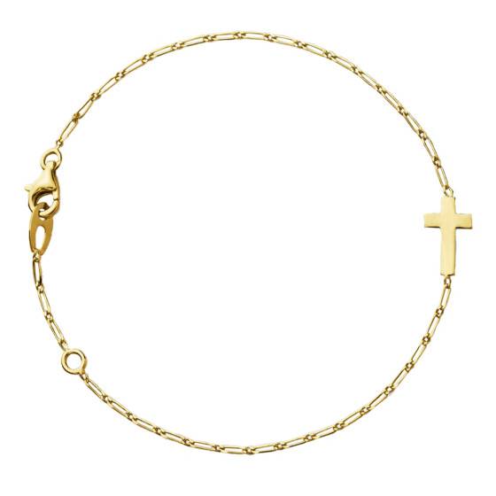 Bracelet Croix en Or Jaune 750, Longueur Ajustable de 16 cm à 18 cm — vue 2