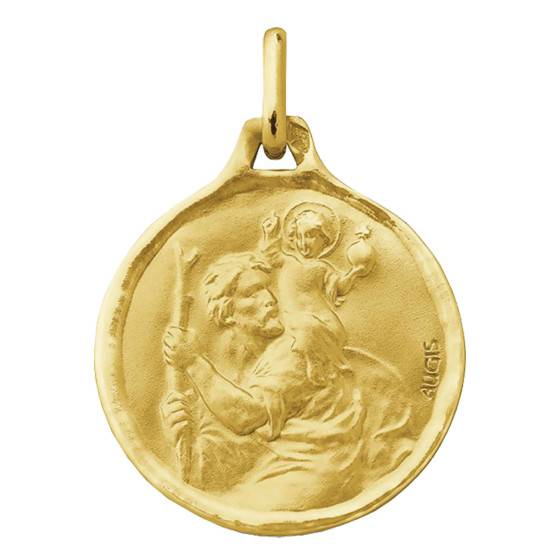 Médaille Saint Christophe Ronde Or Jaune 750, Diamètre 16 mm à 20 mm — vue 2