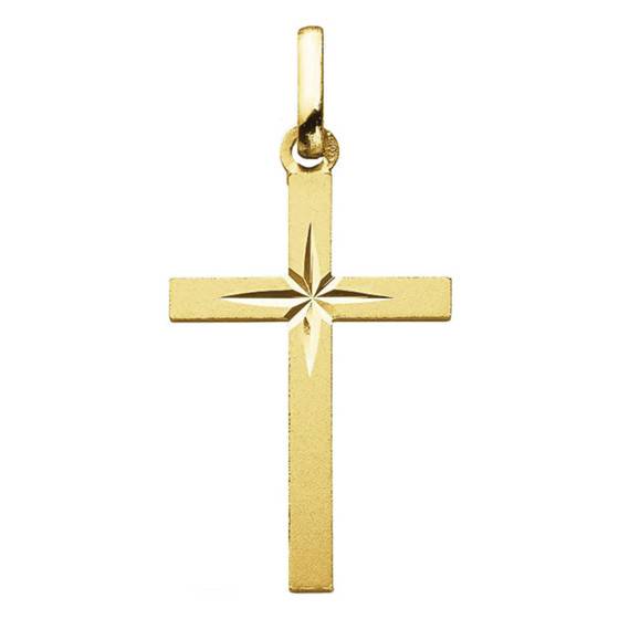 Pendentif Croix Étoilée 13 x 20 mm Or Jaune 750 — vue 2
