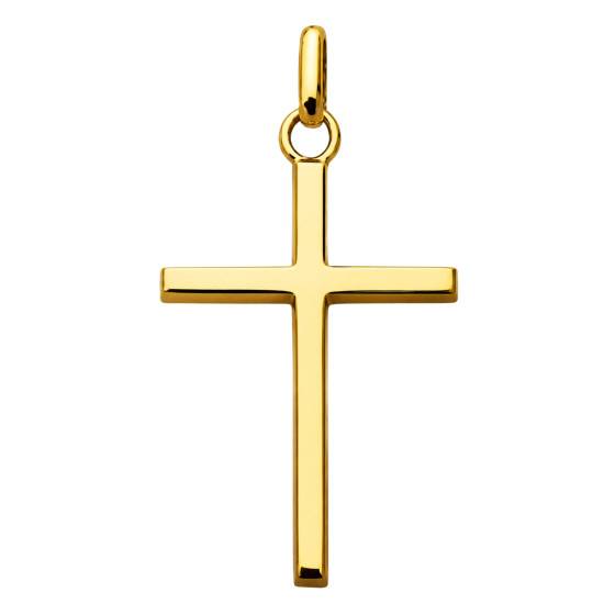 Pendentif Croix Simple en Or Jaune 375, Dimension 14 x 9 mm — vue 2