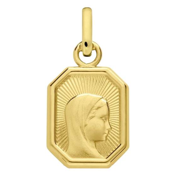 Médaille Mini Octogonale Vierge en Or Jaune 750 — vue 2