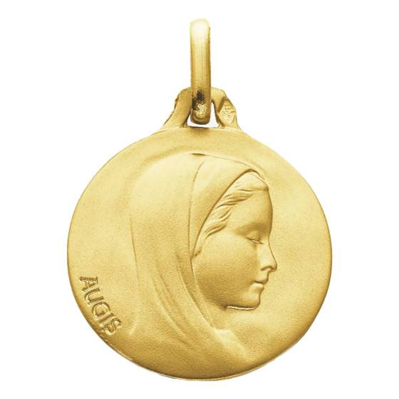 Médaille Ronde Vierge Profil Droit Or Jaune 750, Diamètre 16 mm à 20 mm — vue 2