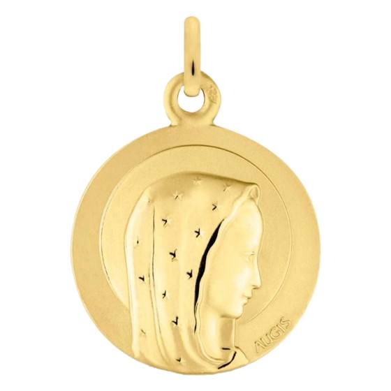 Médaille Vierge Stella Maris en Or Jaune 750, Diamètre 16 mm — vue 2