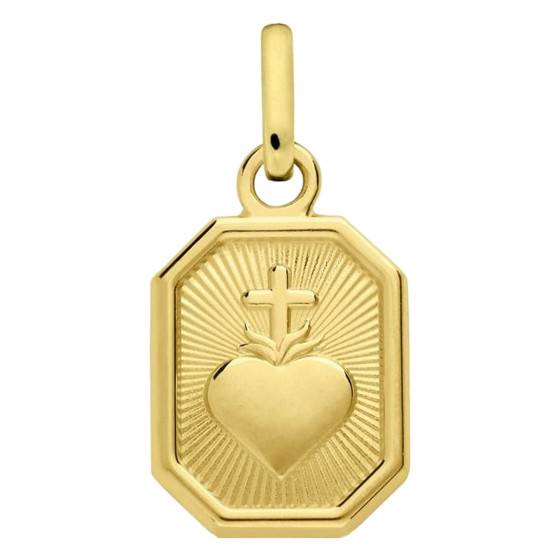 Médaille Mini Octogonale Sacré Coeur en Or Jaune 750 — vue 2