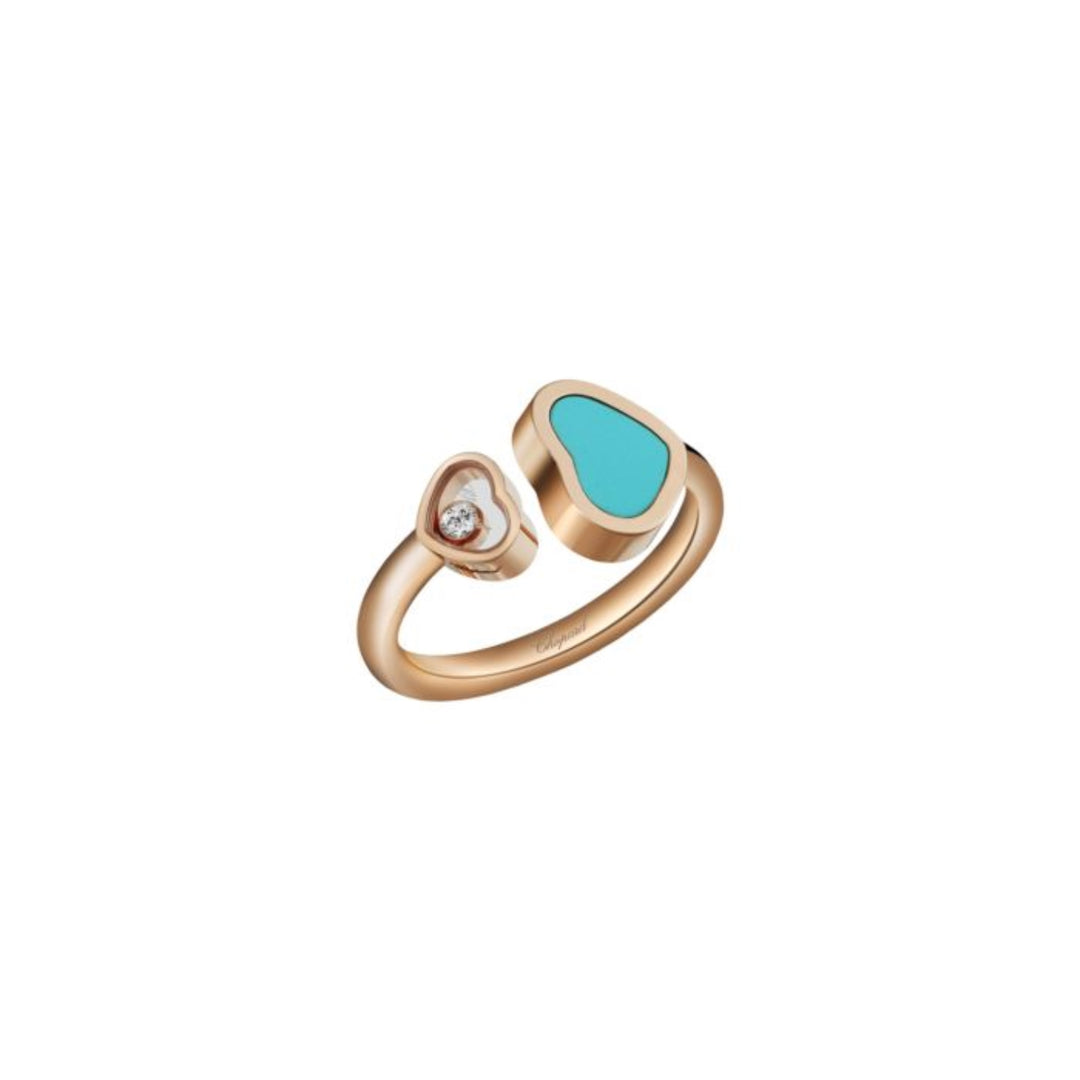 Bague Happy Hearts en Or Rose Turquoise reconstituée 829482-5400 - Chopard Joaillerie - Bagues - Les Champs d'Or