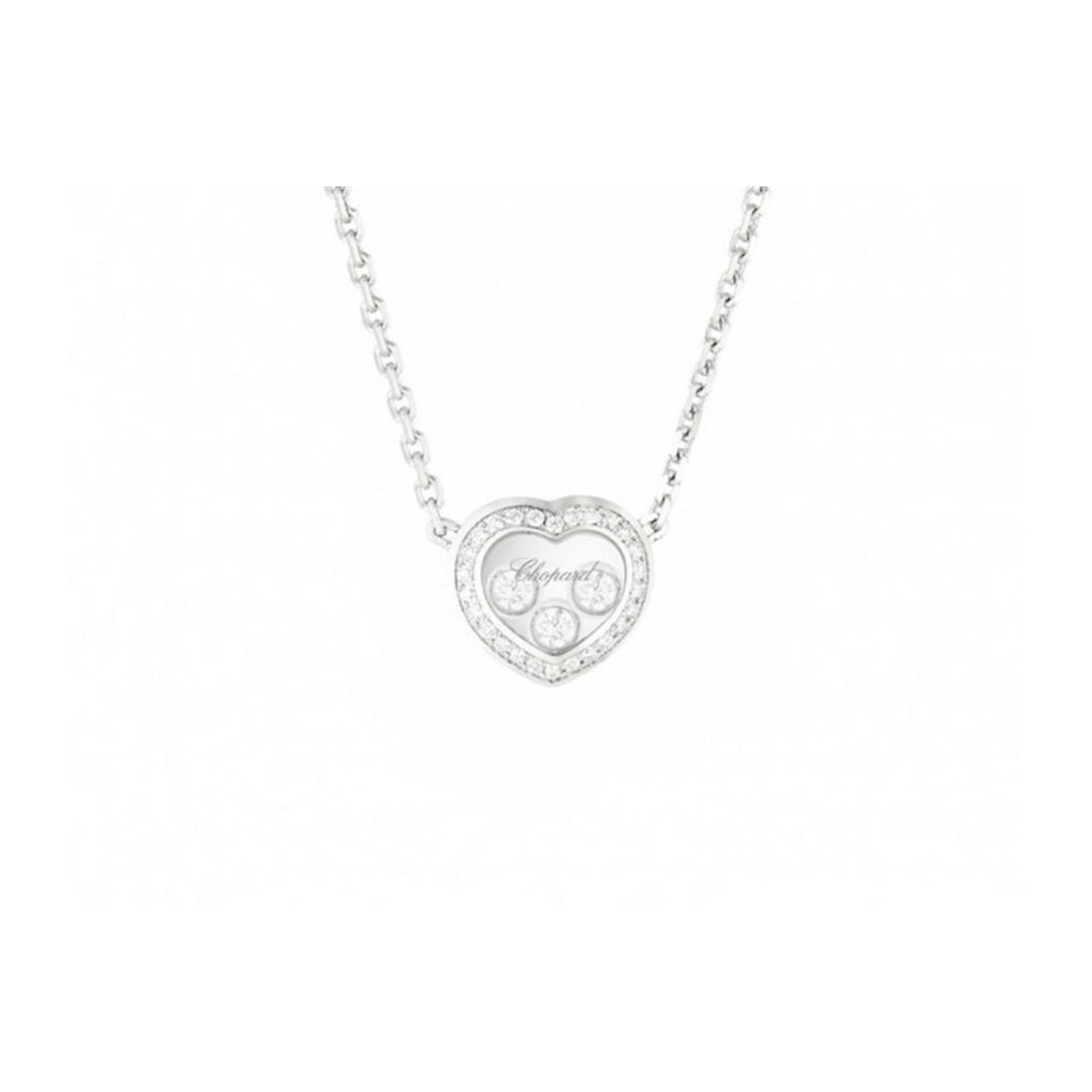 Collier Happy Diamonds Curves Or Blanc Sertie 3 Brillants Mobiles 819203-1002 - Chopard Joaillerie - Collier - Les Champs d'Or