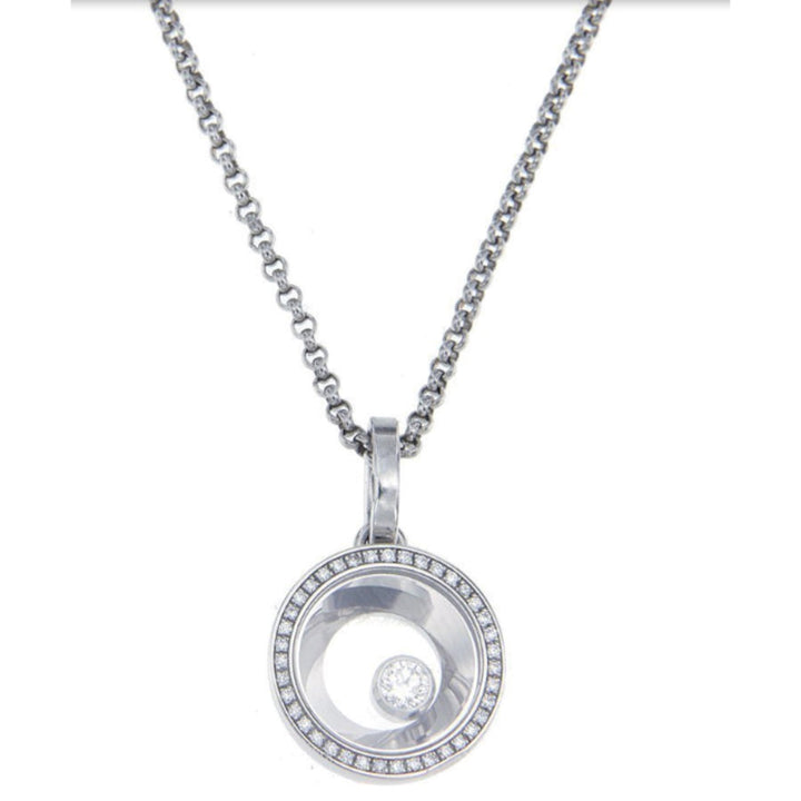 Pendentif Happy Diamonds Or Blanc 1 Brillant Mobile Serti 797811-1001 - Chopard Joaillerie - Pendentif - Les Champs d'Or
