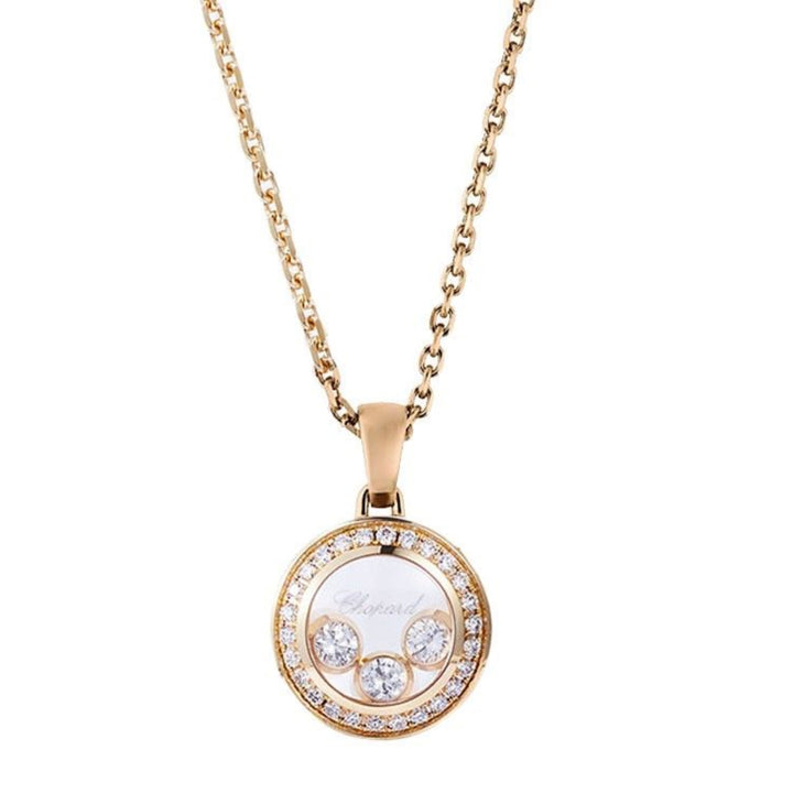 Pendentif Happy Diamonds Curves Or Rose 3 Brillants Mobiles Serti 799562-5003 - Chopard Joaillerie - Pendentif - Les Champs d'Or