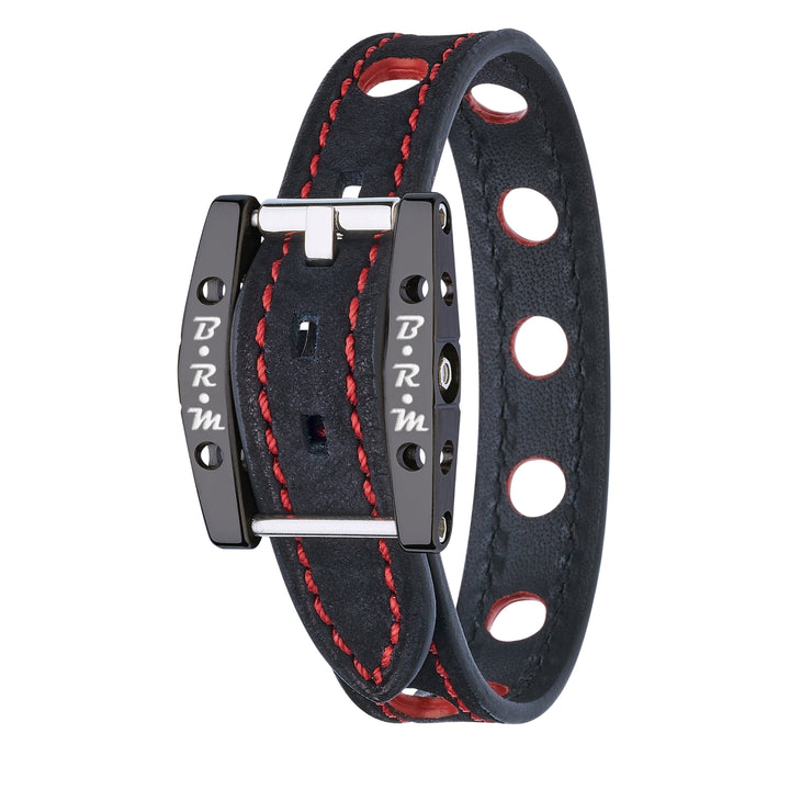 Bracelet Speed Alcantara Titane Noir Rouge - B.R.M Bijoux  - Bracelet - Les Champs d'Or
