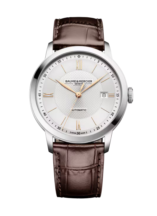 Baume & Mercier Classima M0A10853 – Automatique 40mm Fond Ouvert / Alligator Marron Or