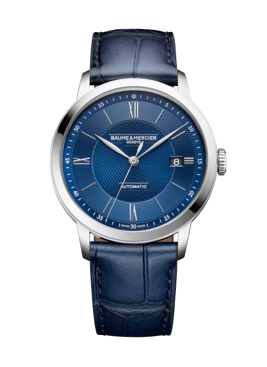 Baume & Mercier Classima M0A10879 – Automatique 40mm Fond Ouvert / Alligator Bleu