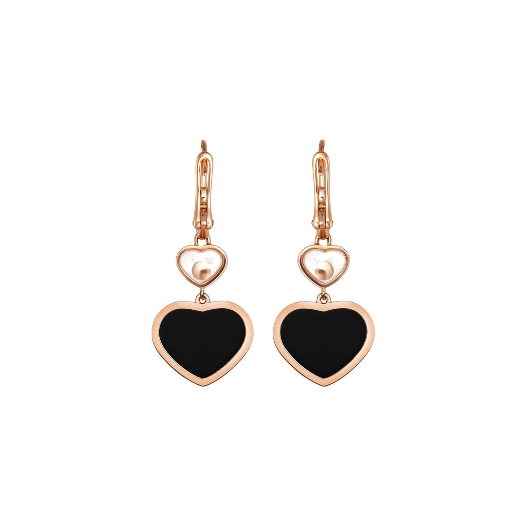 Boucles d'Oreilles Happy Hearts en Or Rose Onyx 837482-5210 - Boucles d'Oreilles - Chopard Joaillerie - Les Champs d'Or