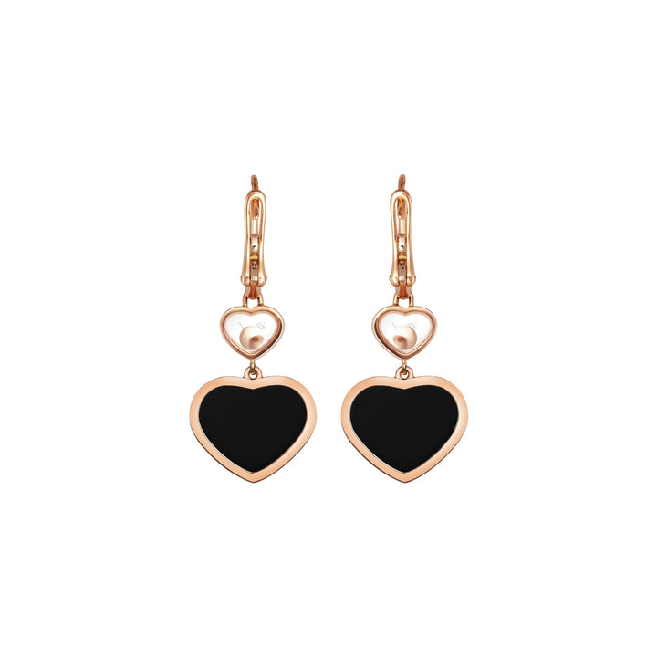 Boucles d'Oreilles Happy Hearts en Or Rose Onyx 837482-5210 - Boucles d'Oreilles - Chopard Joaillerie - Les Champs d'Or