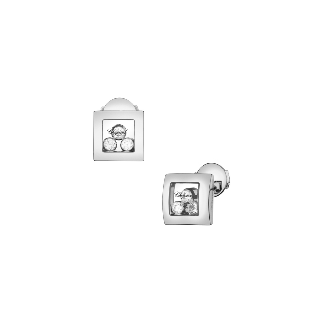 Boucles d'Oreilles Happy Diamonds Carré En Or Blanc 839224-1001 - Chopard Joaillerie - Boucles d'Oreilles - Les Champs d'Or