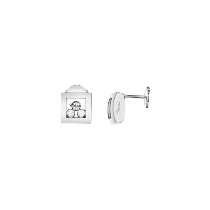 Boucles d'Oreilles Happy Diamonds Carré En Or Blanc 839224-1001 - Chopard Joaillerie - Boucles d'Oreilles - Les Champs d'Or
