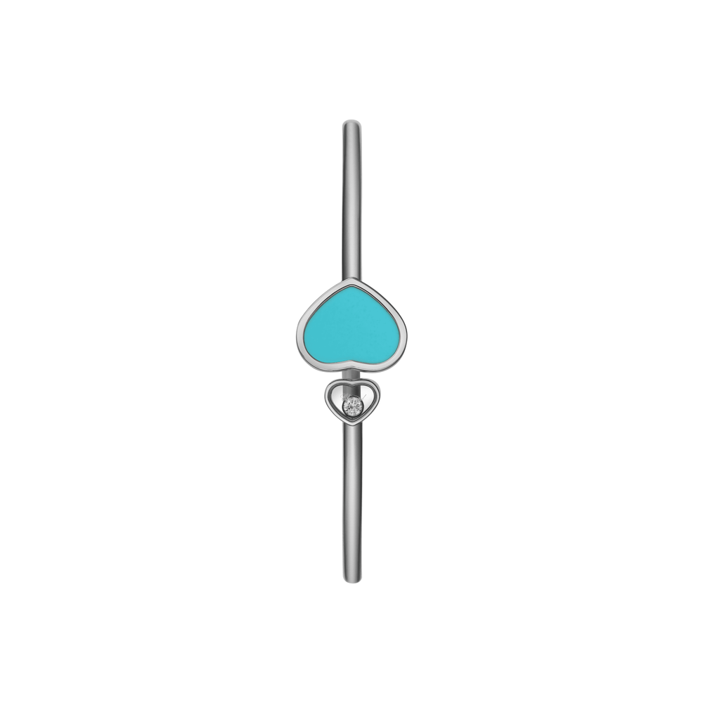 Bracelet Jonc Happy Hearts Or Blanc Pierre Turquoise Taille M 857482-1403 - Bracelet - Chopard Joaillerie - Les Champs d'Or