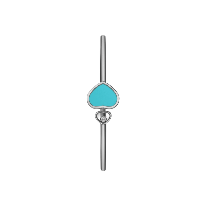 Bracelet Jonc Happy Hearts Or Blanc Pierre Turquoise Taille M 857482-1403 - Bracelet - Chopard Joaillerie - Les Champs d'Or