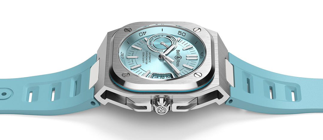 Bell & Ross - BR-X5 Ice Blue Steel Bracelet Caoutchouc Bleu - Les Champs d'Or
