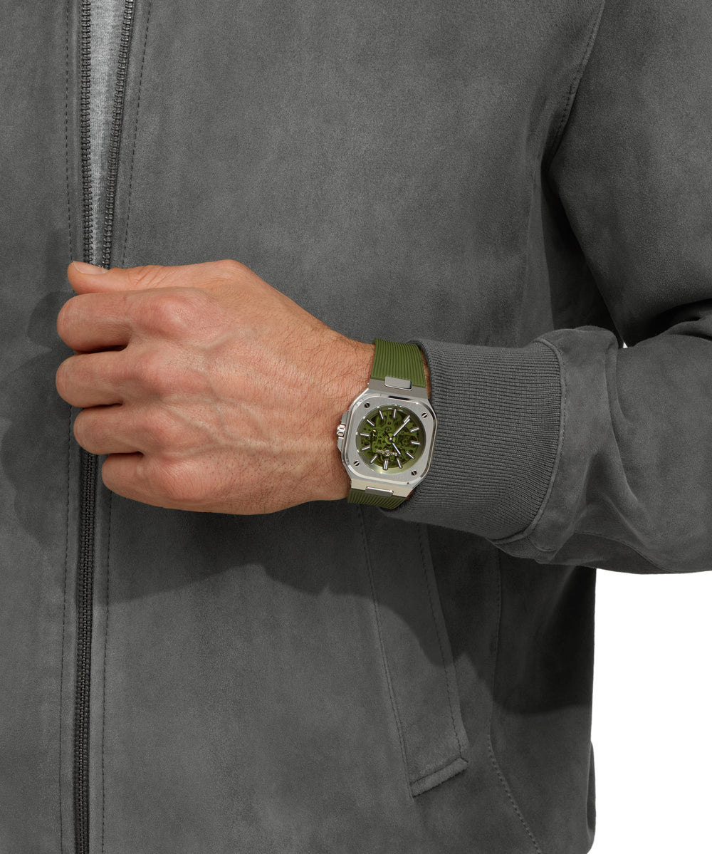 Bell & Ross - BR 05 Skeleton Green Bracelet Caoutchouc - Les Champs d'Or