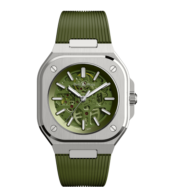 Montre BR 05 Skeleton Green Bracelet Caoutchouc - Montre - Bell & Ross - Les Champs d'Or